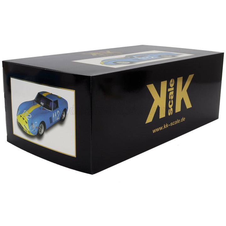 KK SCALE FERRARI 250 GTO 3.0L V12 COUPE N 112 TARGA FLORIO 1964 ULF NORINDER - PICKO TROBERG - BLUE YELLOW 1/12