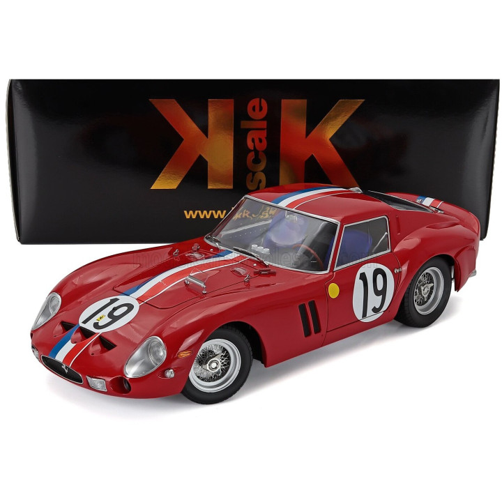 KK SCALE FERRARI 250 GTO 3.0L V12 COUPE TEAM PIERRE NOBLET N 19 2nd 24h LE MANS 1962 JEAN GUICHET - PIERRE NOBLET - RED WHITE