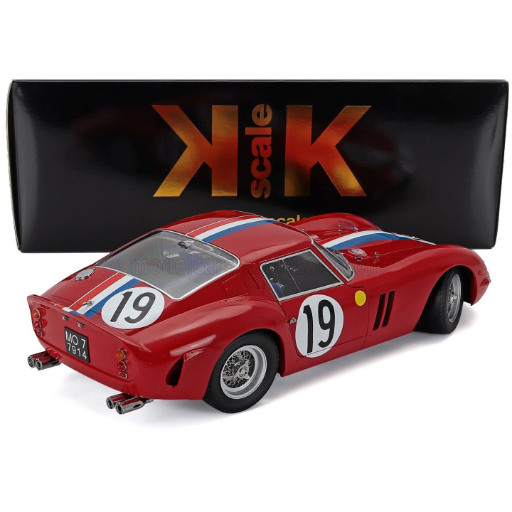 KK SCALE FERRARI 250 GTO 3.0L V12 COUPE TEAM PIERRE NOBLET N 19 2nd 24h LE MANS 1962 JEAN GUICHET - PIERRE NOBLET - RED WHITE
