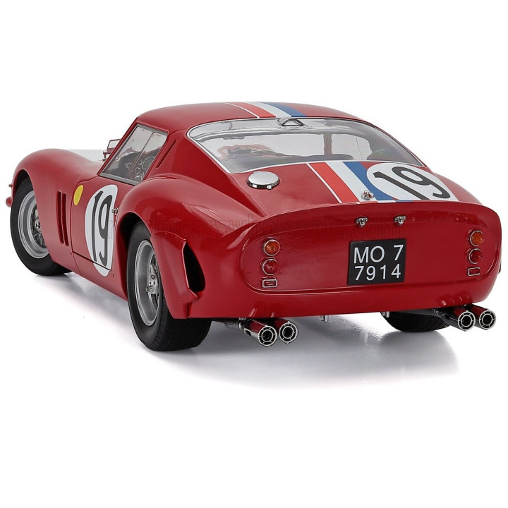 KK SCALE FERRARI 250 GTO 3.0L V12 COUPE TEAM PIERRE NOBLET N 19 2nd 24h LE MANS 1962 JEAN GUICHET - PIERRE NOBLET - RED WHITE