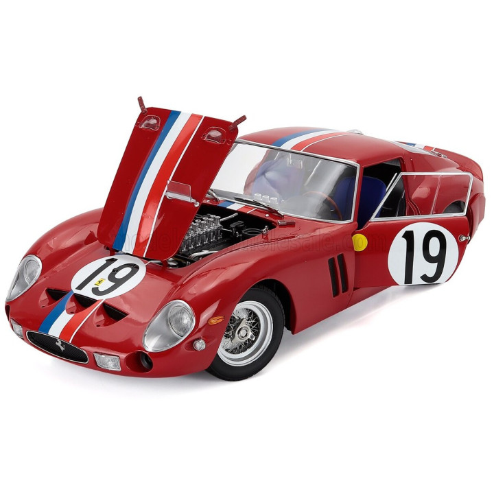 KK SCALE FERRARI 250 GTO 3.0L V12 COUPE TEAM PIERRE NOBLET N 19 2nd 24h LE MANS 1962 JEAN GUICHET - PIERRE NOBLET - RED WHITE