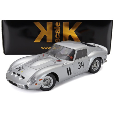 KK SCALE FERRARI 250 GTO 3.0L V12 COUPE N 34 HOCKENHEIM 1963 HERMANN CORDES - SILVER 1/12