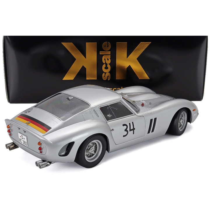 KK SCALE FERRARI 250 GTO 3.0L V12 COUPE N 34 HOCKENHEIM 1963 HERMANN CORDES - SILVER 1/12