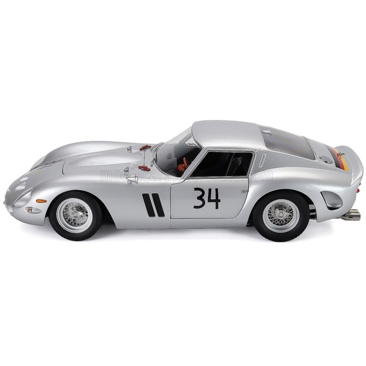 KK SCALE FERRARI 250 GTO 3.0L V12 COUPE N 34 HOCKENHEIM 1963 HERMANN CORDES - SILVER 1/12