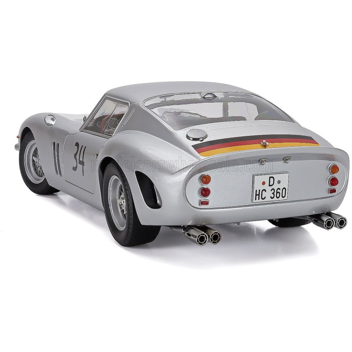 KK SCALE FERRARI 250 GTO 3.0L V12 COUPE N 34 HOCKENHEIM 1963 HERMANN CORDES - SILVER 1/12
