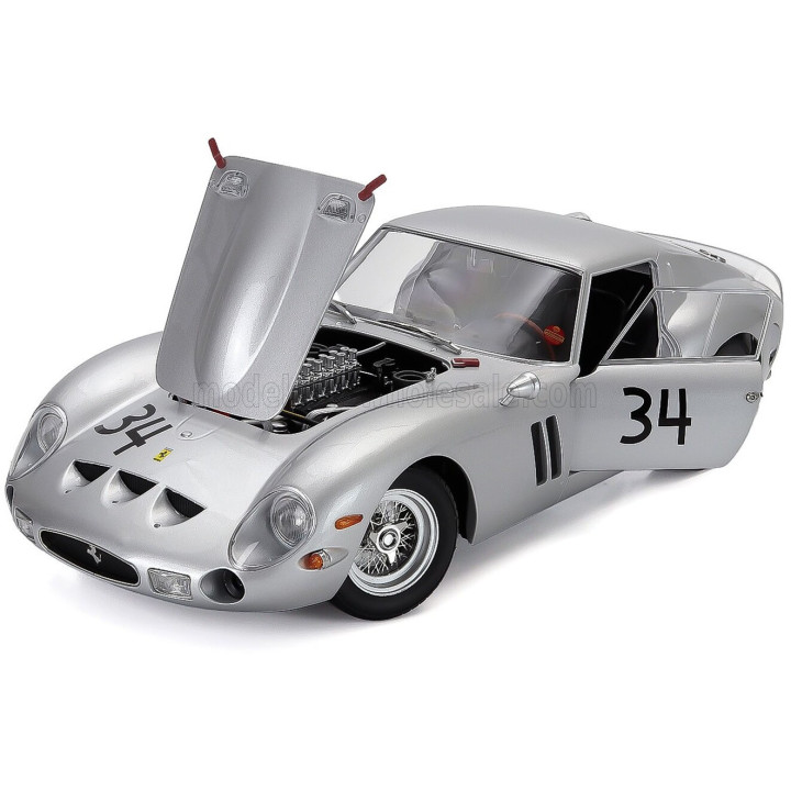 KK SCALE FERRARI 250 GTO 3.0L V12 COUPE N 34 HOCKENHEIM 1963 HERMANN CORDES - SILVER 1/12