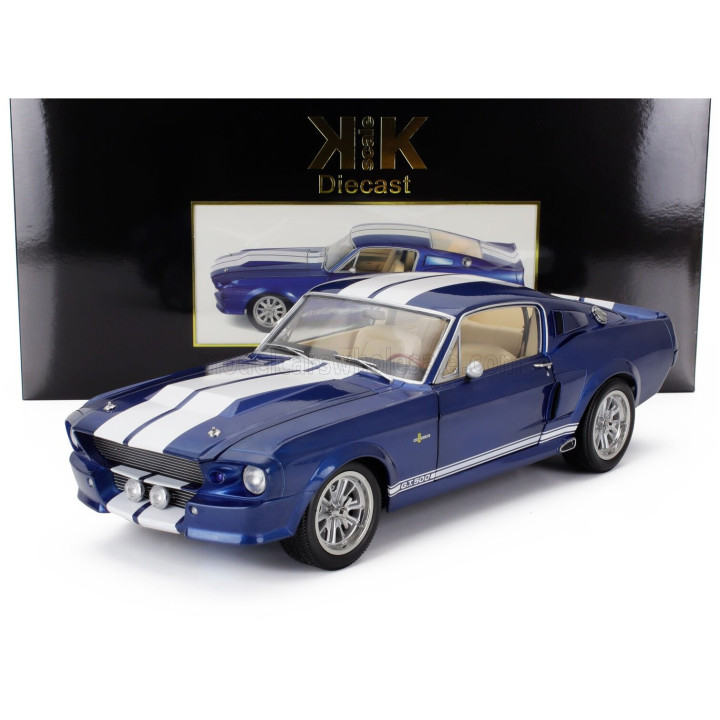 KK SCALE FORD USA MUSTANG SHELBY GT500 ELEANOR COUPE 1967 - BLUE WHITE 1/12