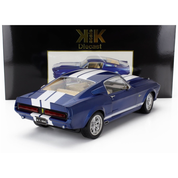 KK SCALE FORD USA MUSTANG SHELBY GT500 ELEANOR COUPE 1967 - BLUE WHITE 1/12