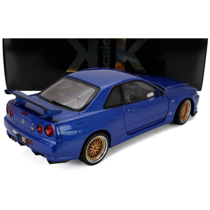 KK SCALE NISSAN SKYLINE GT-R (R34) V-SPEC II 2001 - CERCHI BBS - BBS RIMS - BLUE MET 1/12