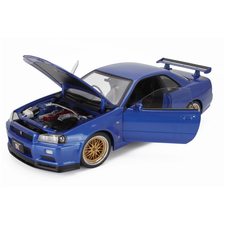 KK SCALE NISSAN SKYLINE GT-R (R34) V-SPEC II 2001 - CERCHI BBS - BBS RIMS - BLUE MET 1/12