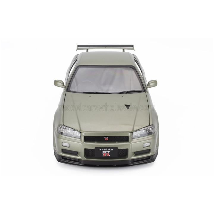 KK SCALE NISSAN SKYLINE GT-R (R34) V-SPEC NUR 2001 - CERCHI BBS - BBS RIMS - GREEN MET 1/12