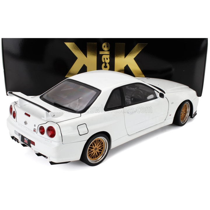 KK SCALE NISSAN SKYLINE GT-R (R34) V-SPEC II 2001 - CERCHI BBS - BBS RIMS - WHITE 1/12