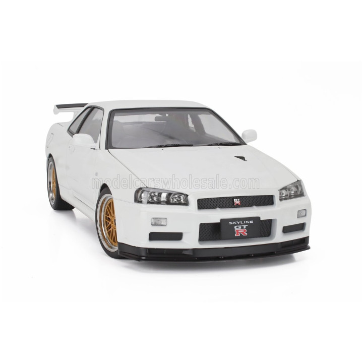 KK SCALE NISSAN SKYLINE GT-R (R34) V-SPEC II 2001 - CERCHI BBS - BBS RIMS - WHITE 1/12