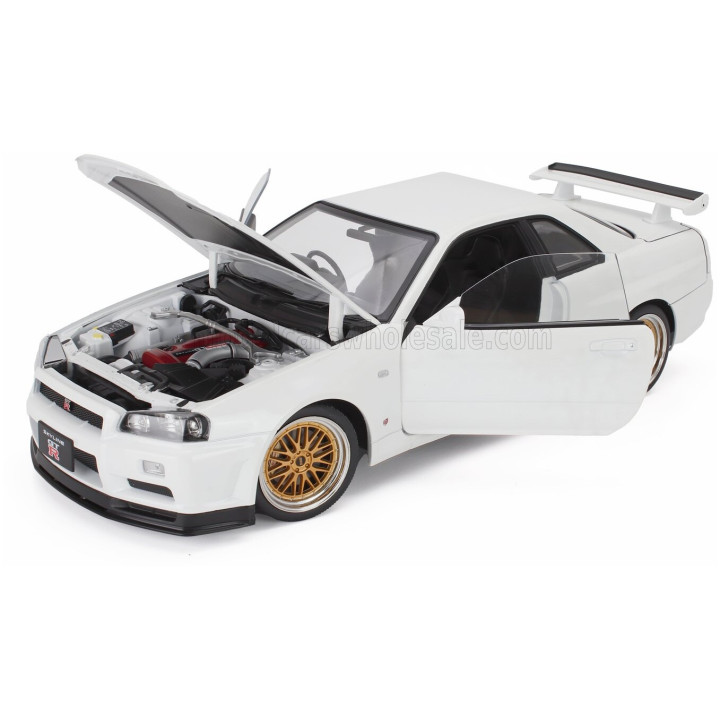 KK SCALE NISSAN SKYLINE GT-R (R34) V-SPEC II 2001 - CERCHI BBS - BBS RIMS - WHITE 1/12