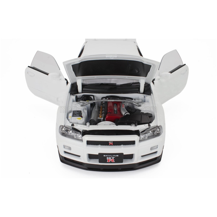 KK SCALE NISSAN SKYLINE GT-R (R34) V-SPEC II 2001 - CERCHI BBS - BBS RIMS - WHITE 1/12