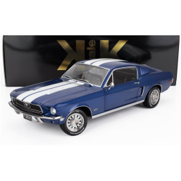KK SCALE FORD USA MUSTANG GT FASTBACK COUPE 1968 - BLUE WHITE 1/12