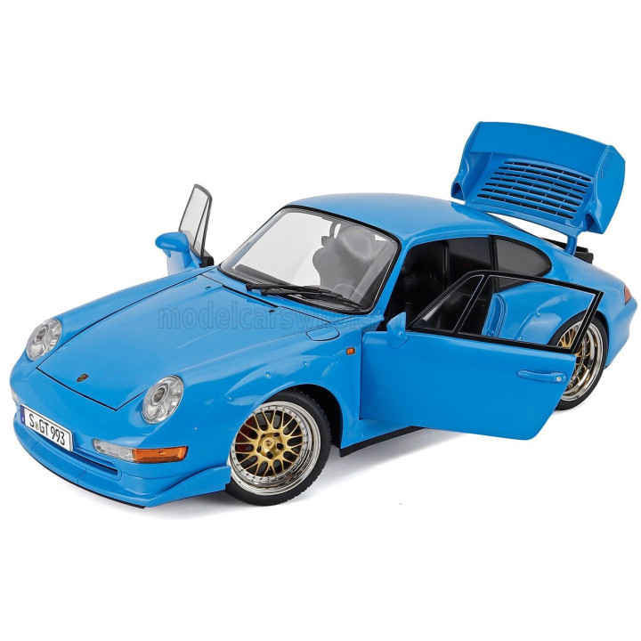 KK SCALE PORSCHE 911 993 GT2 COUPE 1996 - CERCHI BBS - BBS RIMS - LIGHT BLUE 1/12