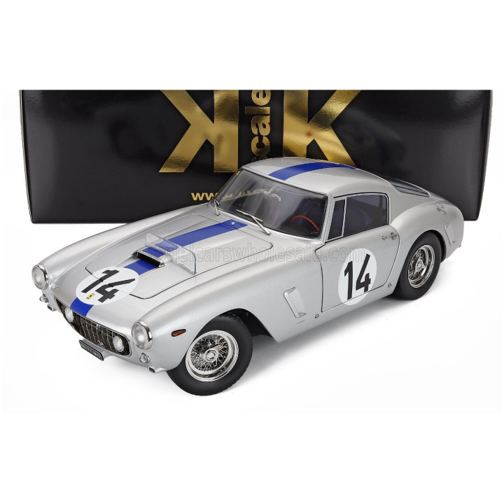 KK SCALE FERRARI 250GT SWB 3.0L V12 COUPE TEAM NOBLET N 14 3rd 24h LE MANS 1961 PIERRE NOBLET - JEAN GUICHET - SILVER BLUE 1/12
