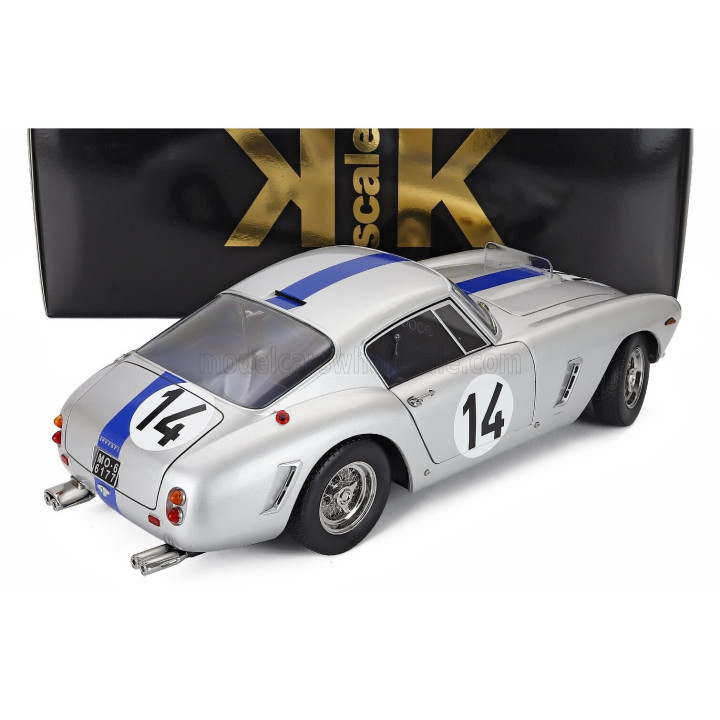 KK SCALE FERRARI 250GT SWB 3.0L V12 COUPE TEAM NOBLET N 14 3rd 24h LE MANS 1961 PIERRE NOBLET - JEAN GUICHET - SILVER BLUE 1/12