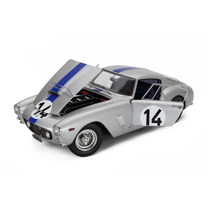KK SCALE FERRARI 250GT SWB 3.0L V12 COUPE TEAM NOBLET N 14 3rd 24h LE MANS 1961 PIERRE NOBLET - JEAN GUICHET - SILVER BLUE 1/12