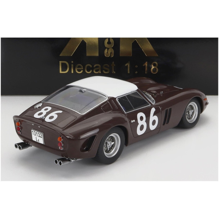 KK SCALE FERRARI 250 GTO 3.0L V12 COUPE N 86 4th TARGA FLORIO 1962 PIETRO FERRARO - GIORGIO SCARLATTI - BROWN WHITE 1/18