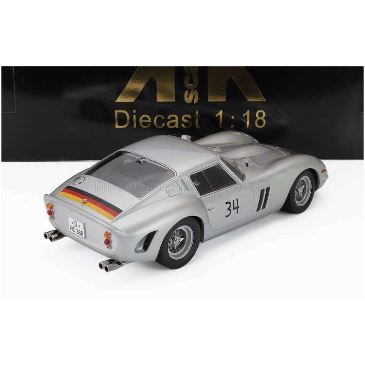 KK SCALE FERRARI 250 GTO 3.0L V12 COUPE N 34 DMV AVUS 1963 HERMANN CORDES - SILVER 1/18