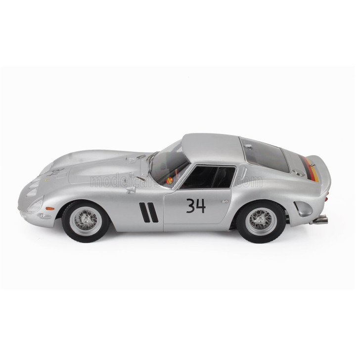 KK SCALE FERRARI 250 GTO 3.0L V12 COUPE N 34 DMV AVUS 1963 HERMANN CORDES - SILVER 1/18
