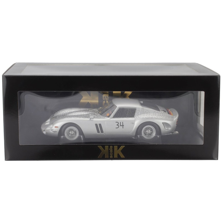 KK SCALE FERRARI 250 GTO 3.0L V12 COUPE N 34 DMV AVUS 1963 HERMANN CORDES - SILVER 1/18