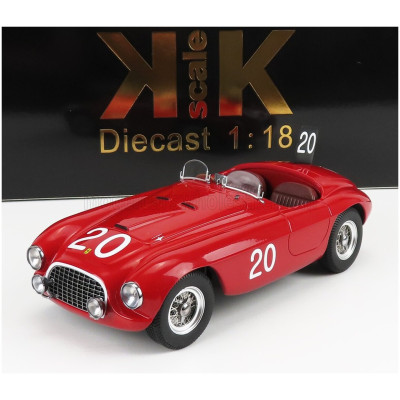 KK SCALE FERRARI 166MM 2.0L V12 N 20 WINNER SPA FRANCORCHAMPS 1949 L.CHINETTI - J.LUCAS - RED 1/18