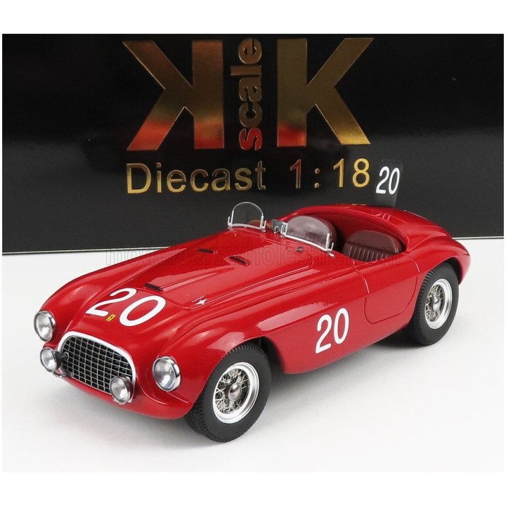 KK SCALE FERRARI 166MM 2.0L V12 N 20 WINNER SPA FRANCORCHAMPS 1949 L.CHINETTI - J.LUCAS - RED 1/18