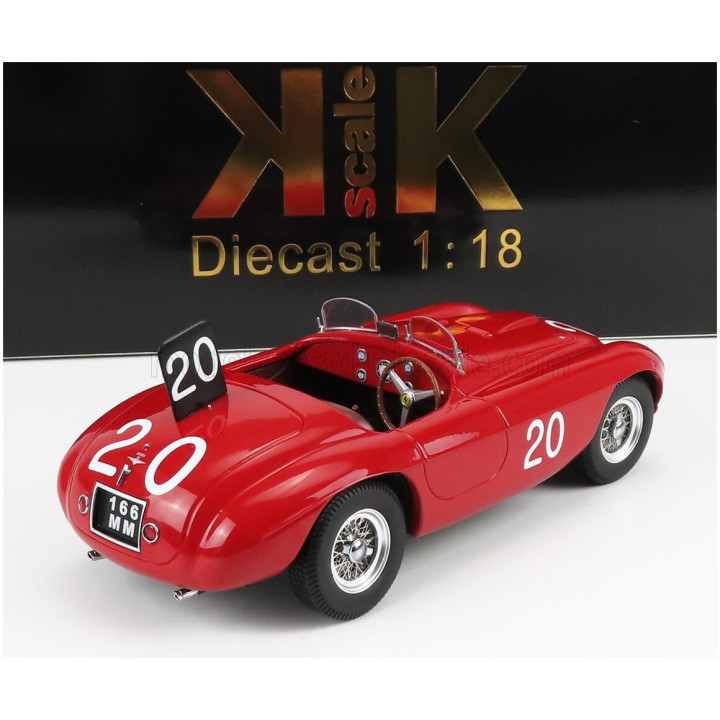 KK SCALE FERRARI 166MM 2.0L V12 N 20 WINNER SPA FRANCORCHAMPS 1949 L.CHINETTI - J.LUCAS - RED 1/18