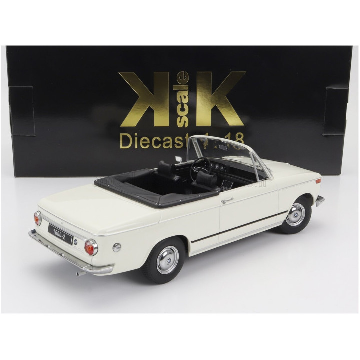 KK SCALE BMW 1600-2 CABRIOLET 1968 - WITH REMOVABLE SOFT-TOP - WHITE 1/18