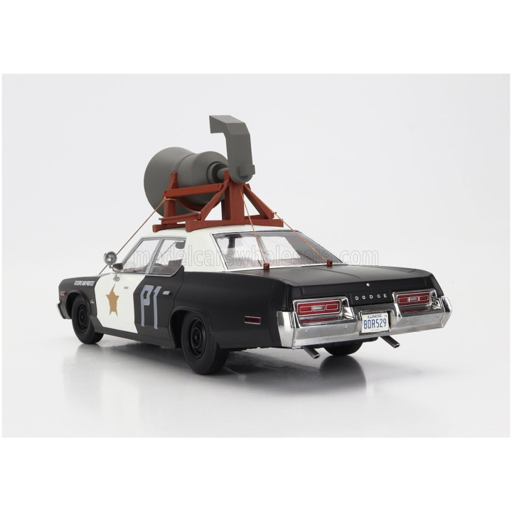 KK SCALE DODGE MONACO BLUESMOBILE 1974 - LOOK-A-LIKE - WITH THE HORN ON THE ROOF - BLACK WHITE 1/18