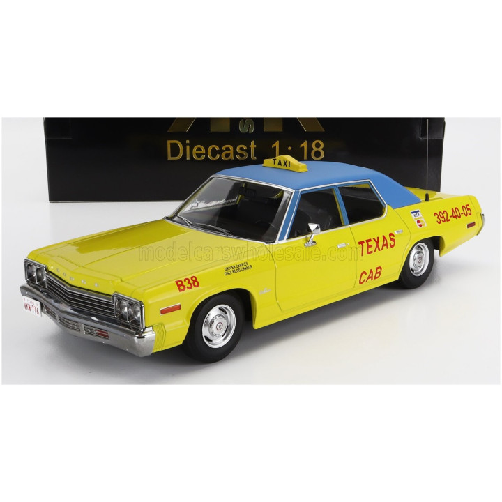 KK SCALE DODGE MONACO TAXI TEXAS CAB B38 1974 - YELLOW BLUE 1/18