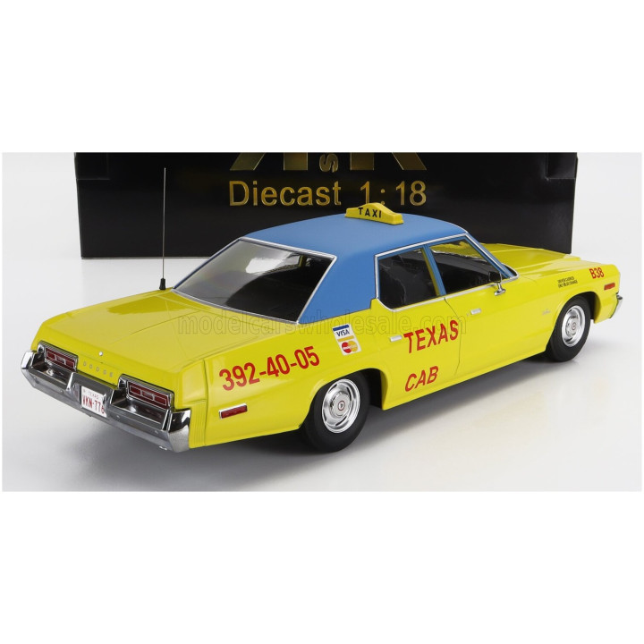 KK SCALE DODGE MONACO TAXI TEXAS CAB B38 1974 - YELLOW BLUE 1/18