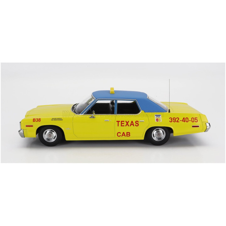 KK SCALE DODGE MONACO TAXI TEXAS CAB B38 1974 - YELLOW BLUE 1/18
