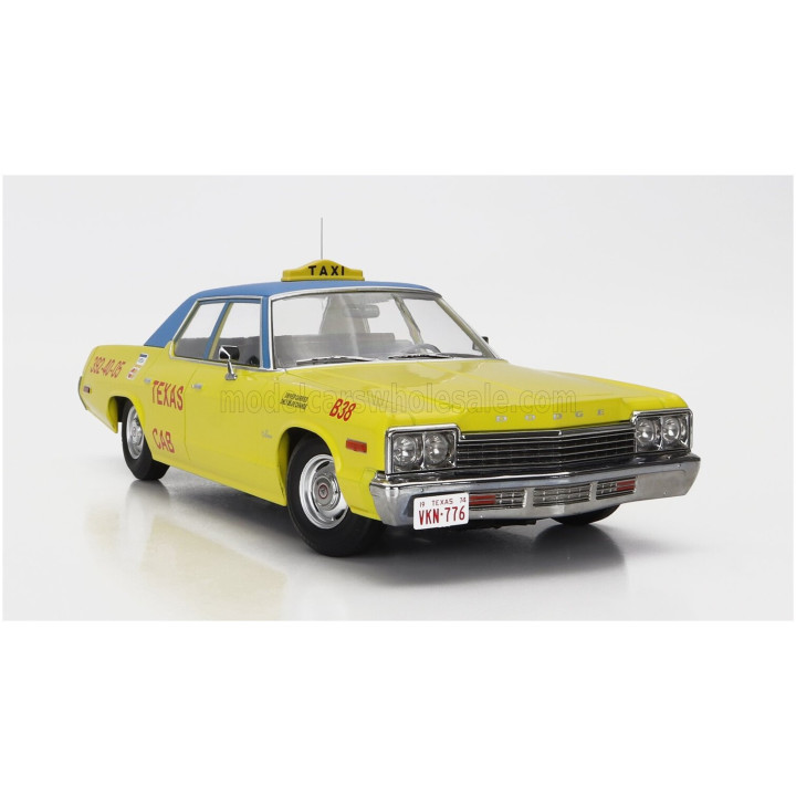 KK SCALE DODGE MONACO TAXI TEXAS CAB B38 1974 - YELLOW BLUE 1/18