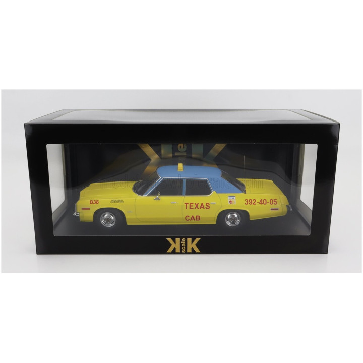 KK SCALE DODGE MONACO TAXI TEXAS CAB B38 1974 - YELLOW BLUE 1/18
