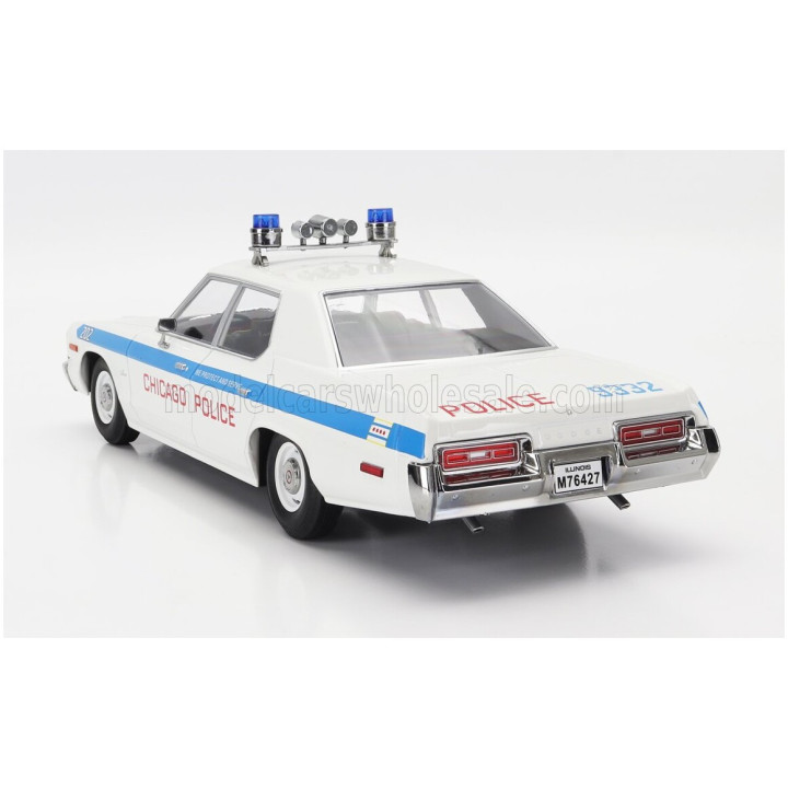 KK SCALE DODGE MONACO CHICAGO POLICE 1974 - WHITE LIGHT BLUE 1/18