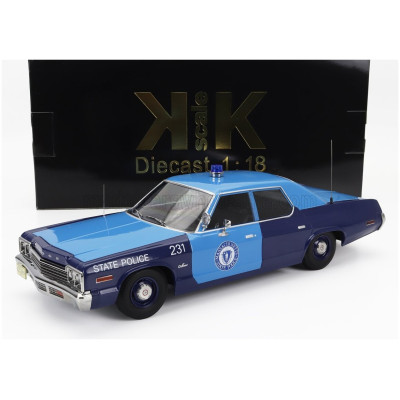 KK SCALE DODGE MONACO MASSACHUSETTS STATE POLICE 1974 - 2 TONE BLUE 1/18