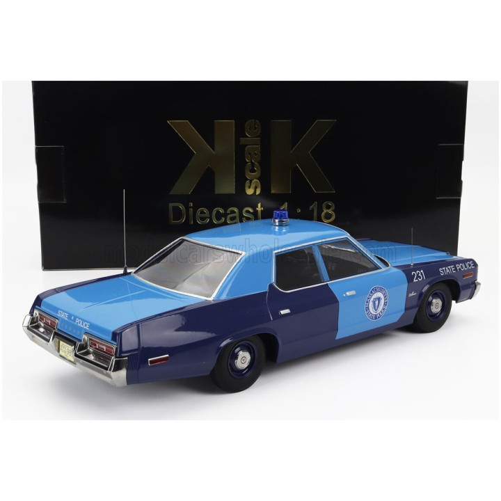 KK SCALE DODGE MONACO MASSACHUSETTS STATE POLICE 1974 - 2 TONE BLUE 1/18