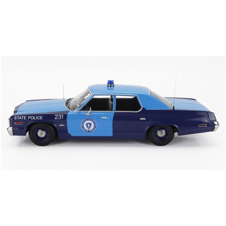KK SCALE DODGE MONACO MASSACHUSETTS STATE POLICE 1974 - 2 TONE BLUE 1/18