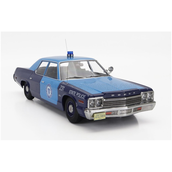 KK SCALE DODGE MONACO MASSACHUSETTS STATE POLICE 1974 - 2 TONE BLUE 1/18