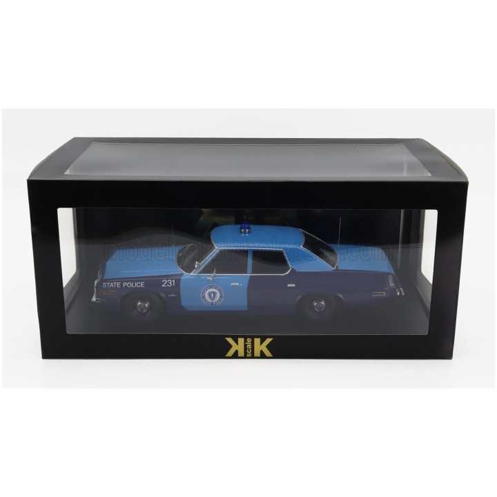 KK SCALE DODGE MONACO MASSACHUSETTS STATE POLICE 1974 - 2 TONE BLUE 1/18