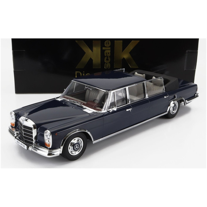 KK SCALE MERCEDES BENZ S-CLASS 600 PULLMAN (W100) LANDAULET SEMICONVERTIBLE 1964 - DARK BLUE 1/18
