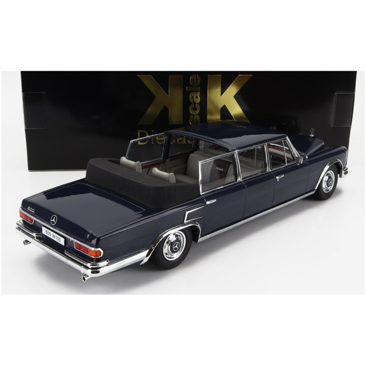 KK SCALE MERCEDES BENZ S-CLASS 600 PULLMAN (W100) LANDAULET SEMICONVERTIBLE 1964 - DARK BLUE 1/18