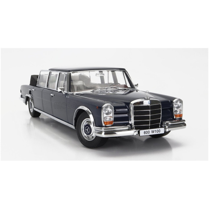 KK SCALE MERCEDES BENZ S-CLASS 600 PULLMAN (W100) LANDAULET SEMICONVERTIBLE 1964 - DARK BLUE 1/18