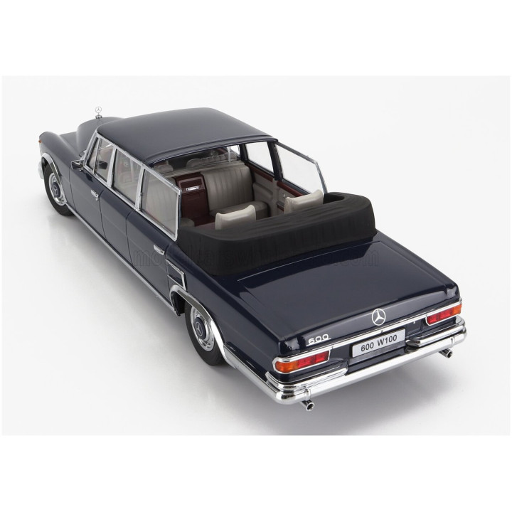 KK SCALE MERCEDES BENZ S-CLASS 600 PULLMAN (W100) LANDAULET SEMICONVERTIBLE 1964 - DARK BLUE 1/18