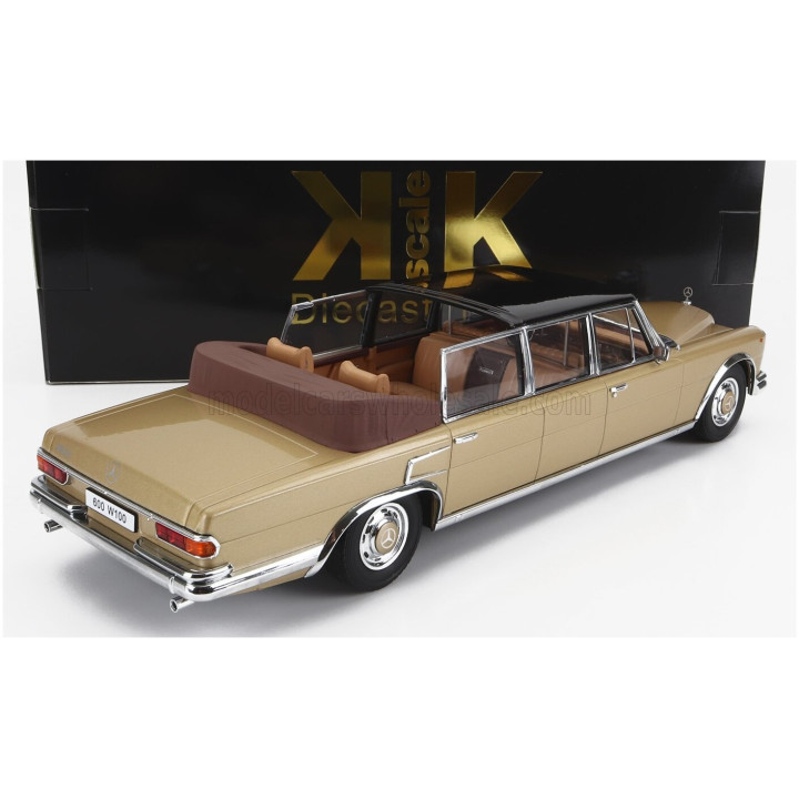 KK SCALE MERCEDES BENZ S-CLASS 600 PULLMAN (W100) LANDAULET SEMICONVERTIBLE 1964 - GOLD MET BLACK 1/18