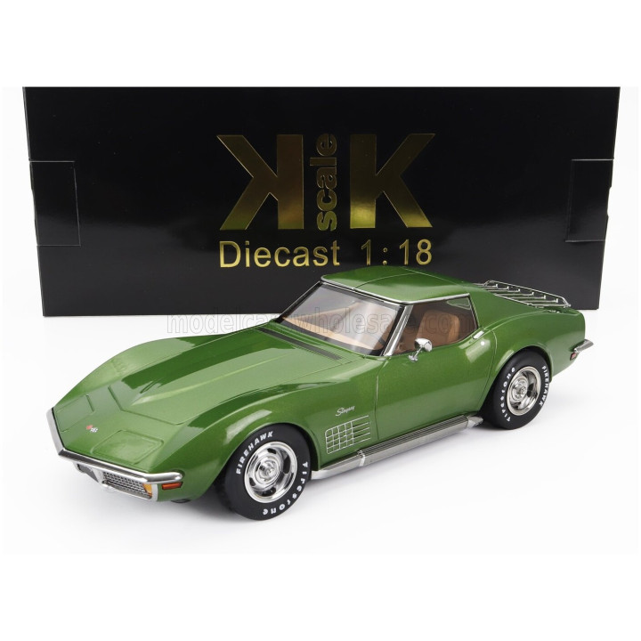 KK SCALE CHEVROLET CORVETTE C3 1972 - WITH REMOVABLE ROOF PARTS - GREEN 1/18